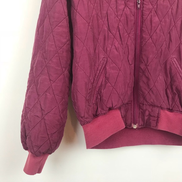 Vintage 100% Silk Quilted Varsity Bomber Jacket - Picture 4 of 5